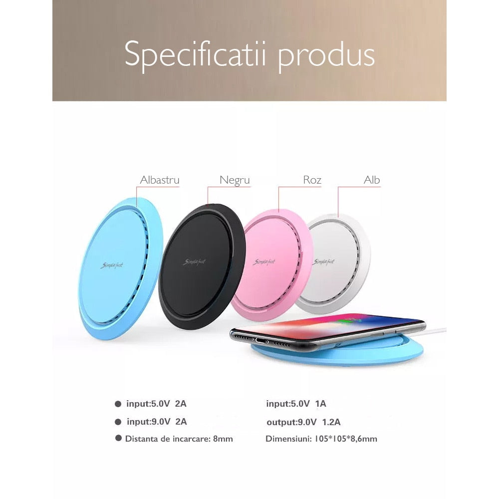 Incarcator wireless de birou rotund Loowoko™ A8