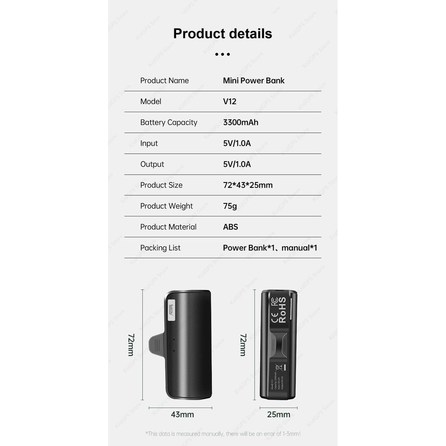 Acumulator extern Techone® Power Mini Pro+, Type C