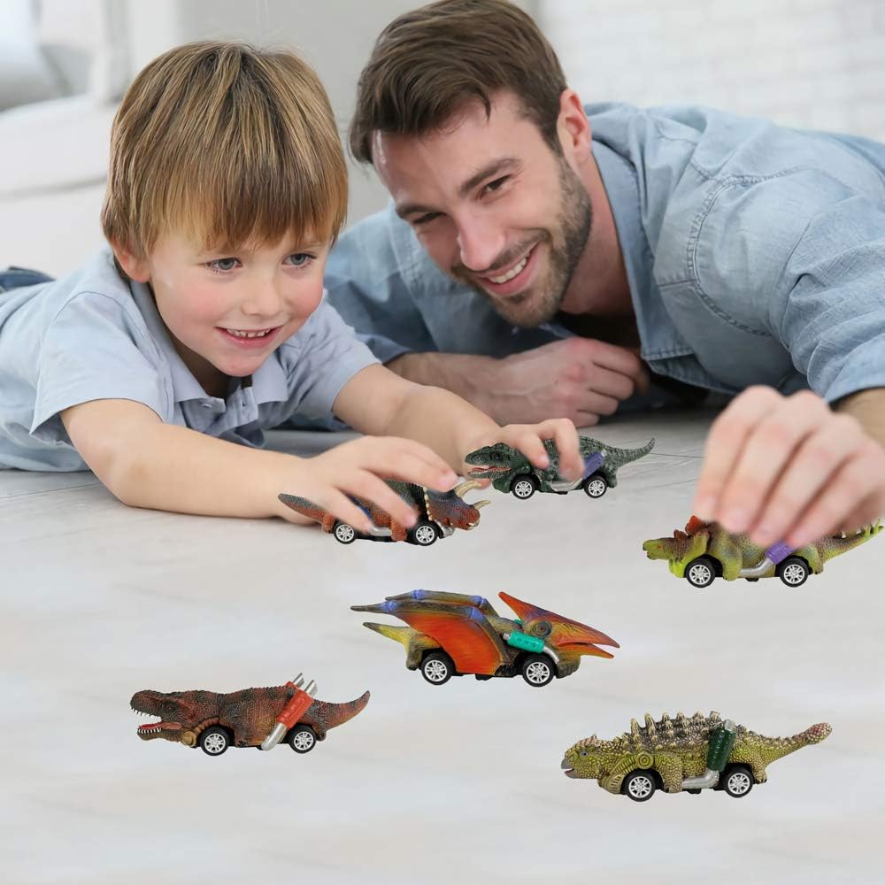 Set 6 Masinute Dinozauri De Jucarie Pentru Copii, KidProtect® Jurassic Speeders, 3 ani+