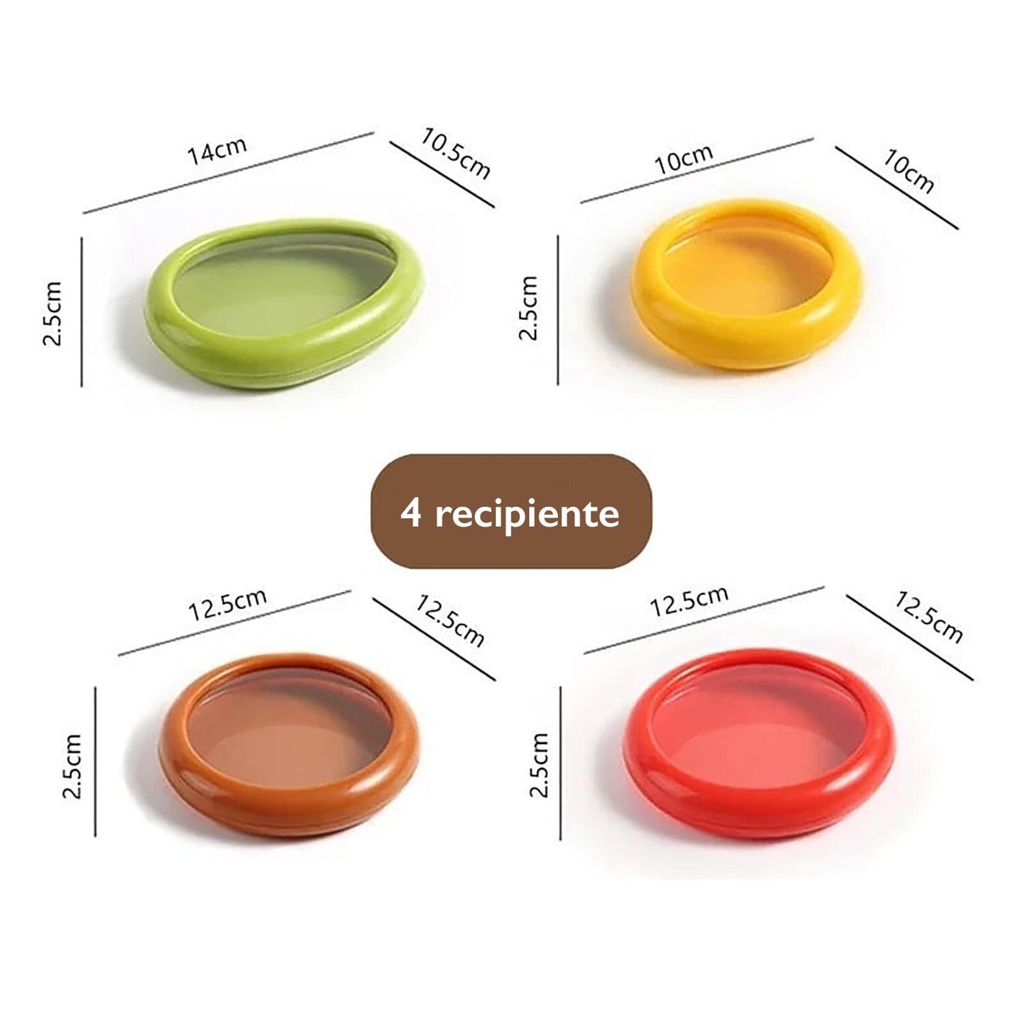 Set 4 Recipente Alimente cu Capac Din Silicon KD Home® Silly Cup Pentru Depozitare