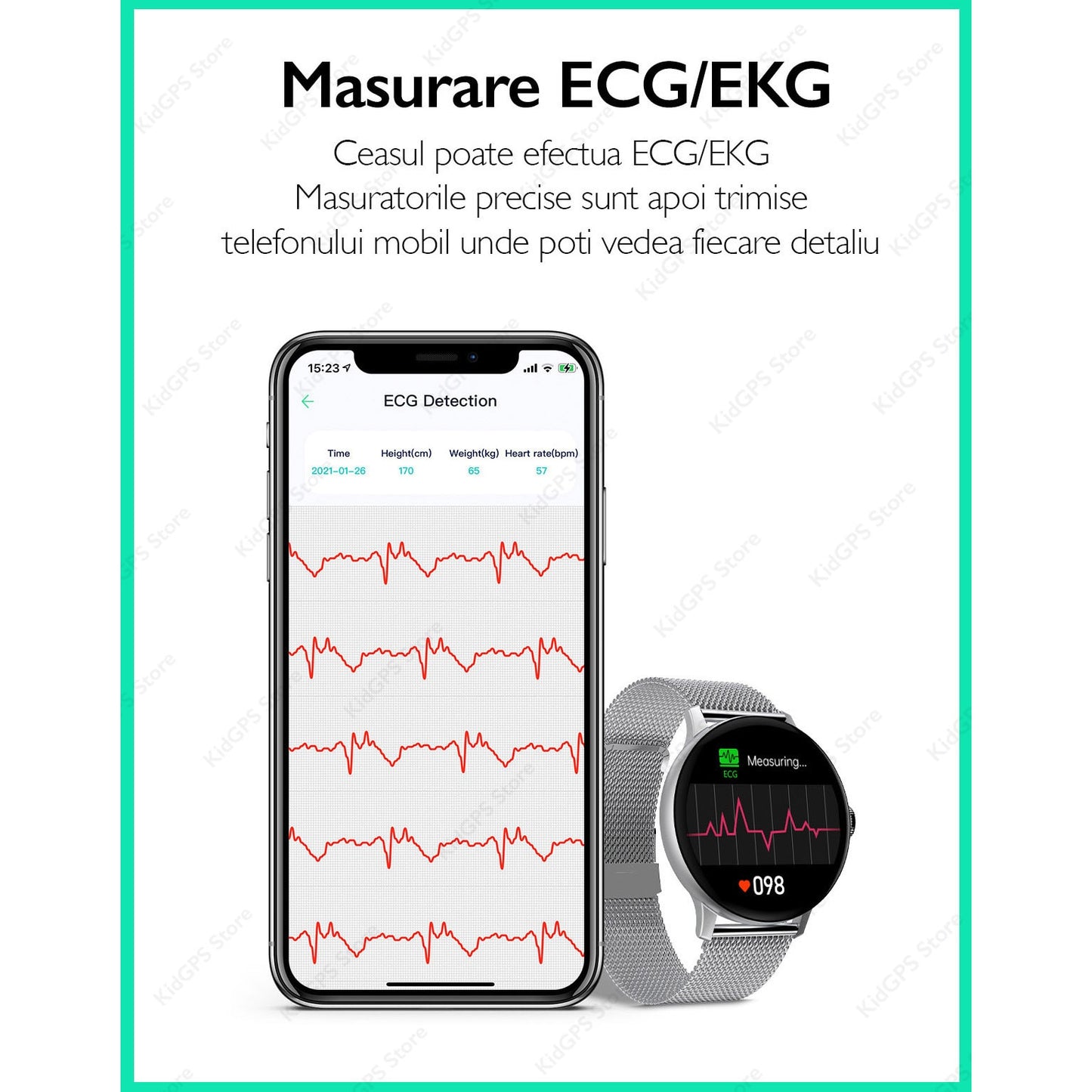 Ceas smartwatch femei TechONE™ DT2, Negru