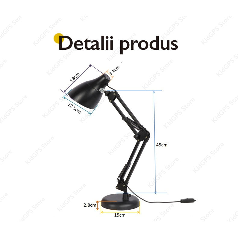 Lampa de birou Huerler® Mini Arhitect E27, Negru