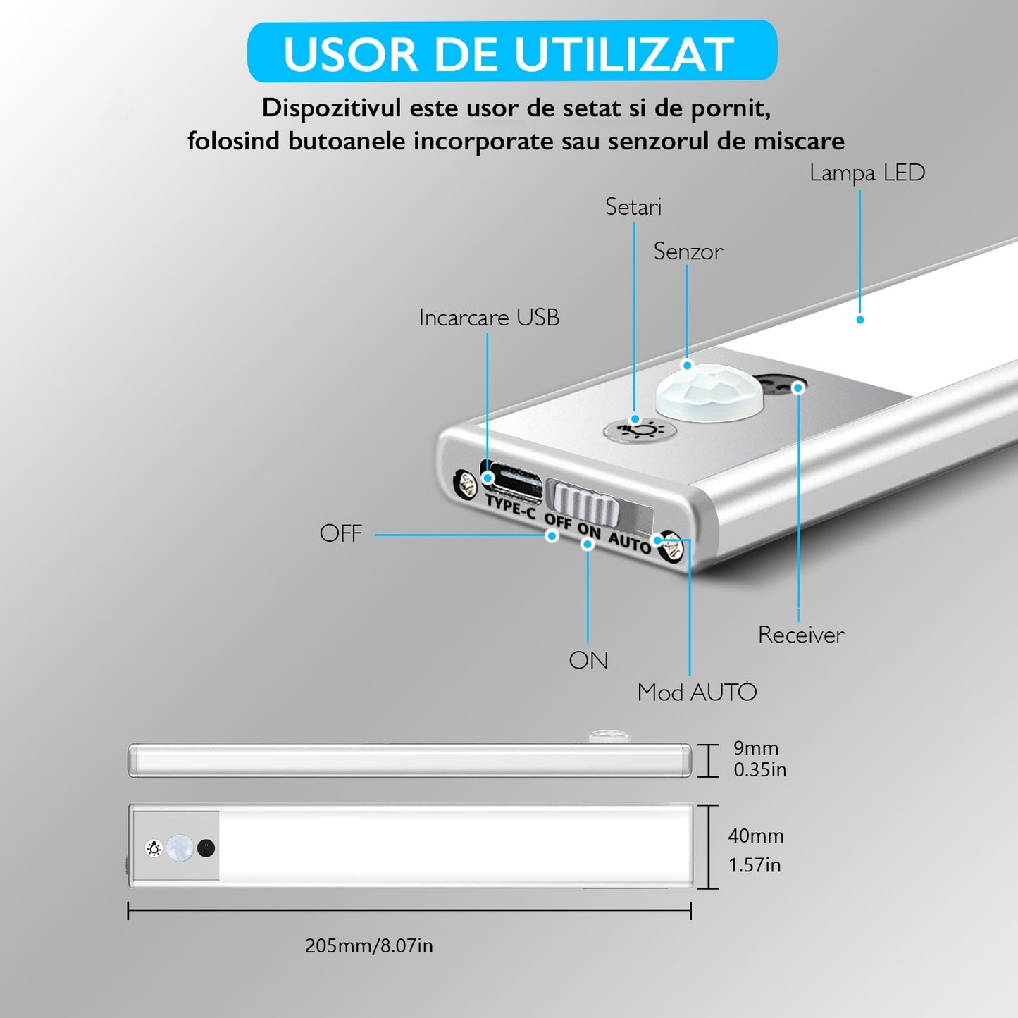 Lampa LED inteligenta cu senzor Huerler® Night Buddy