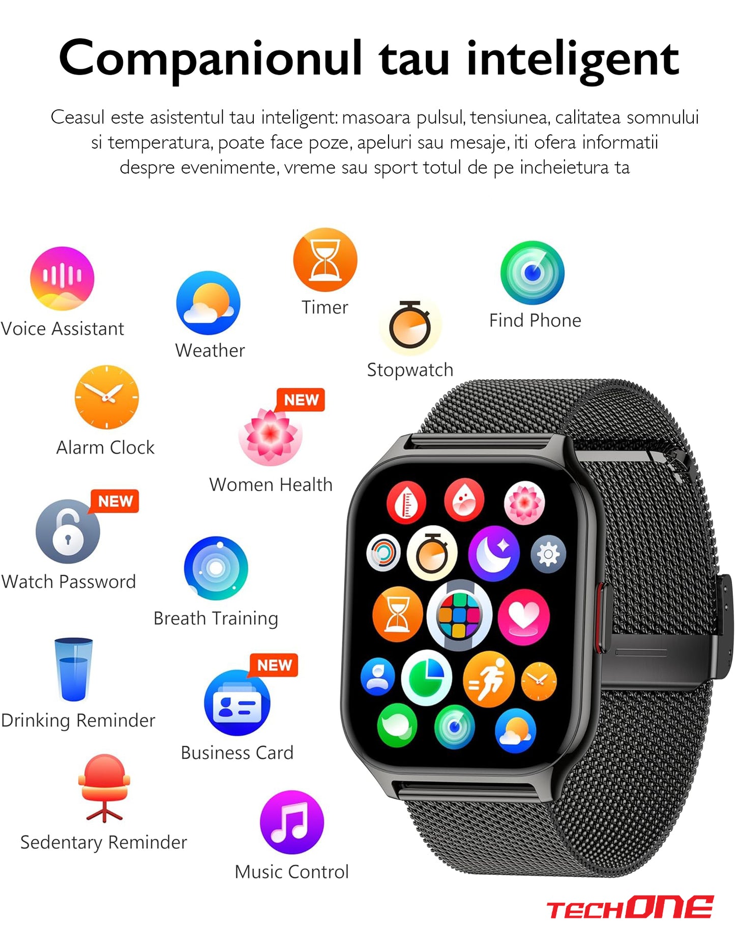 Ceas Smartwatch TechONE® Wand Pro