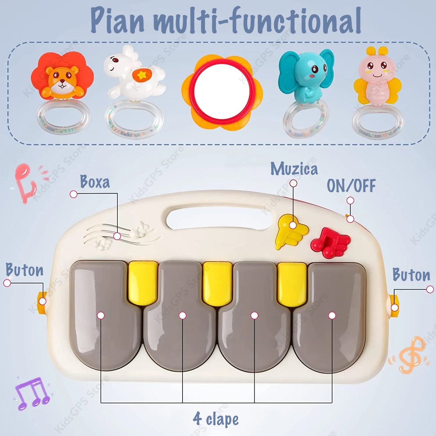 Antemergator si saltea activitati Copii 2 in 1 KidProtect® Piano