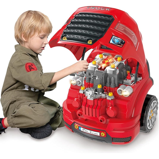 Set Reparatie Motor Auto Mecanic Copii Kidprotect® Engine Explorers, 62 Piese