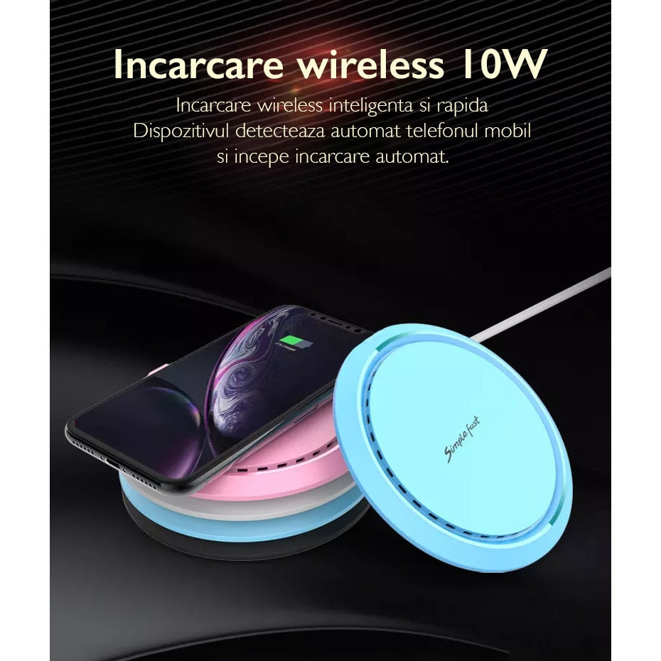 Incarcator wireless de birou rotund Loowoko™ A8