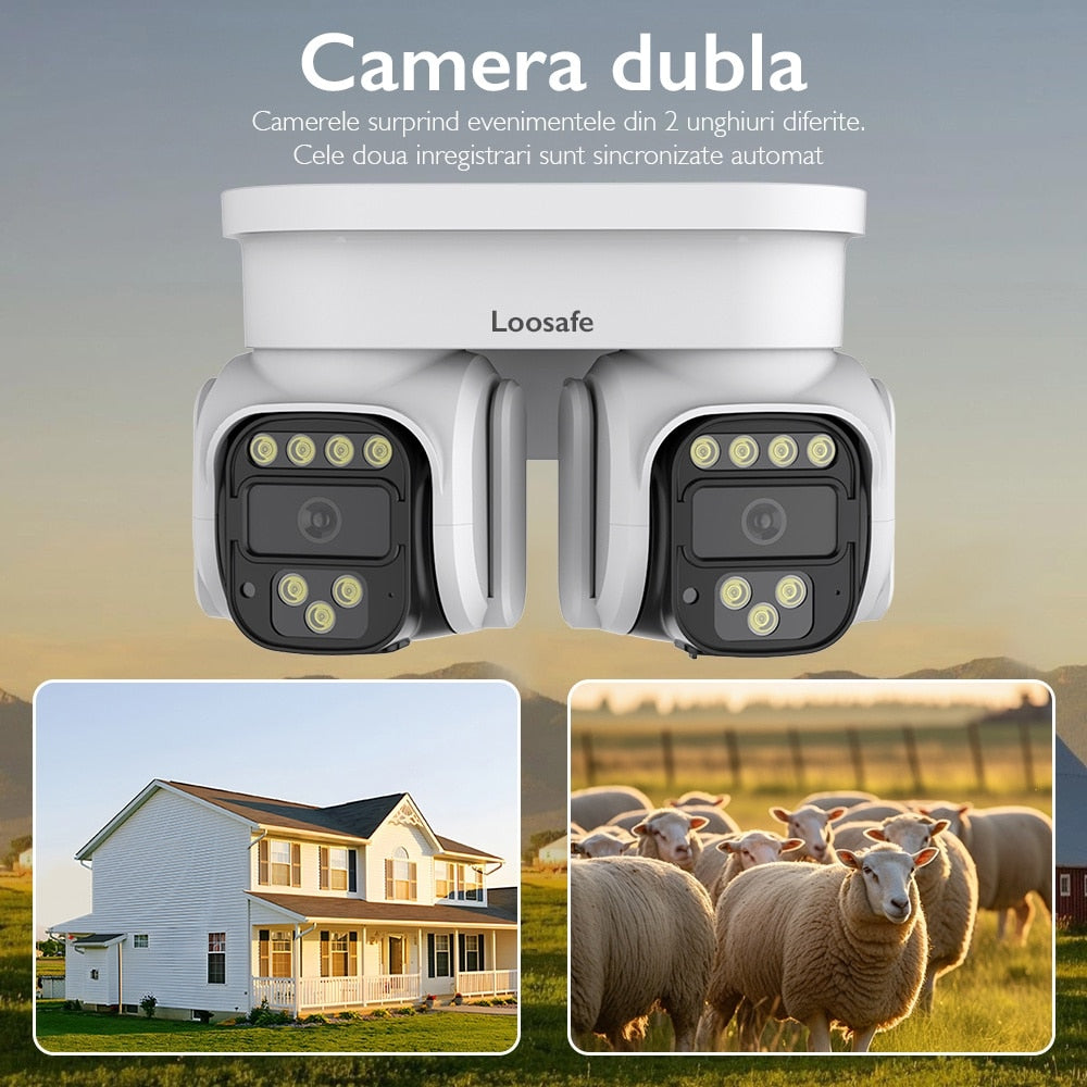 Camera De Supraveghere Video CCTV Dubla Motorizata WIFI Loosafe® DualVision Pro