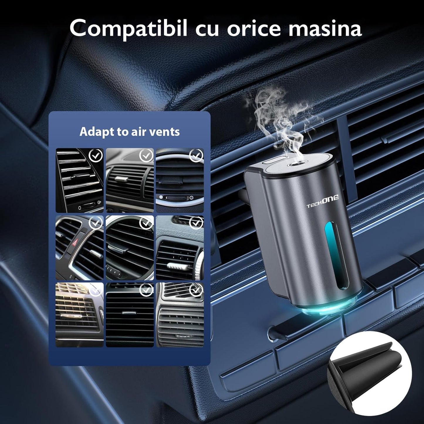 Odorizant Auto Smart Techone® FreshFlow Auto Parfumant, Negru