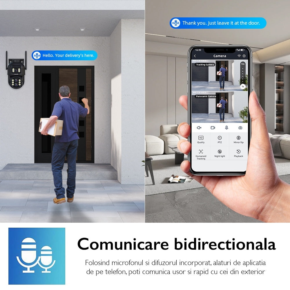 Camera De Supraveghere Video CCTV Tripla WIFI Loosafe® ZoomDuo Pro