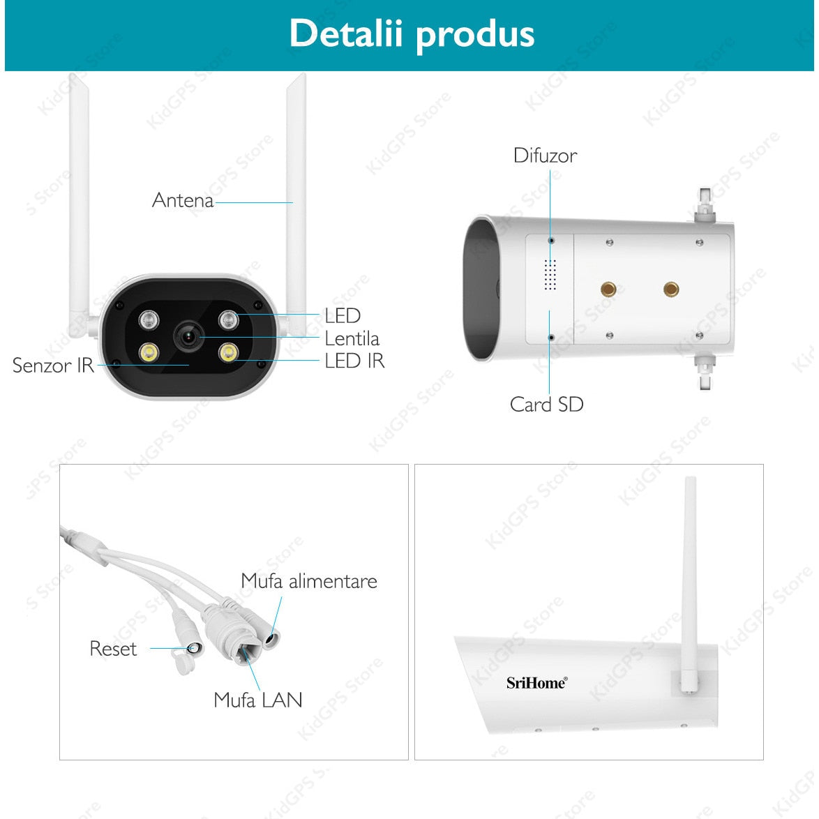 Camera de supraveghere 4MP, WIFI SriHome™ SH037 Pro interior/exterior