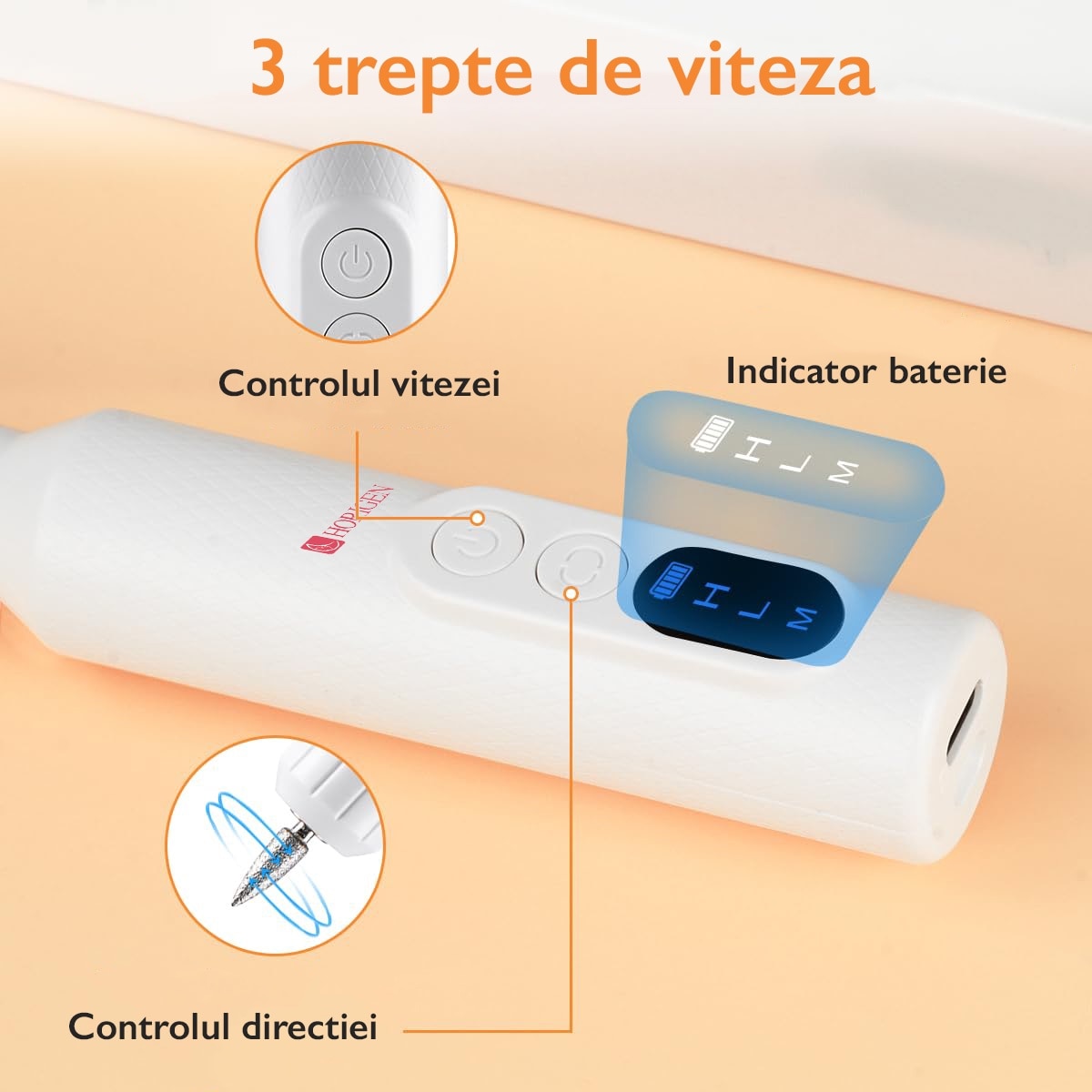 Freza De Unghii Portabila Manichiura - Pedichiura, Horigen® NailCraft Pro