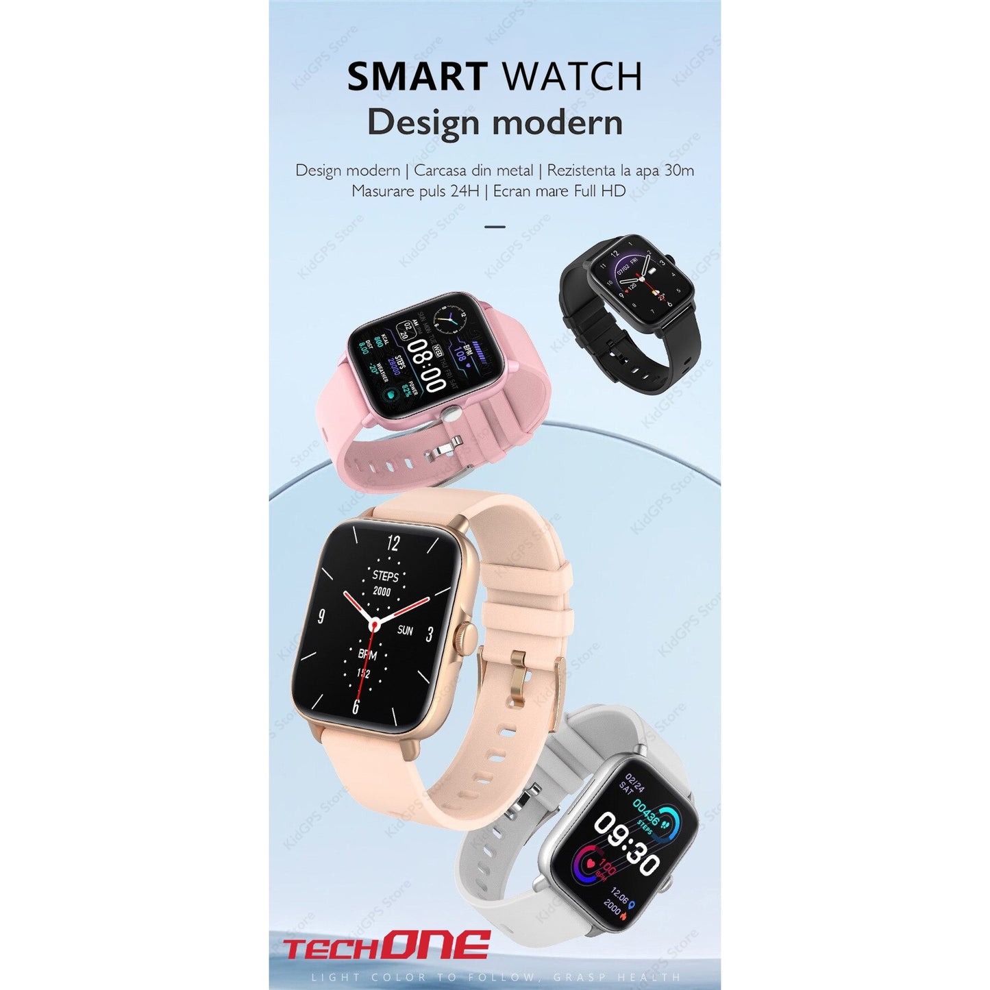 Ceas smartwatch femei TechONE Y22, Auriu