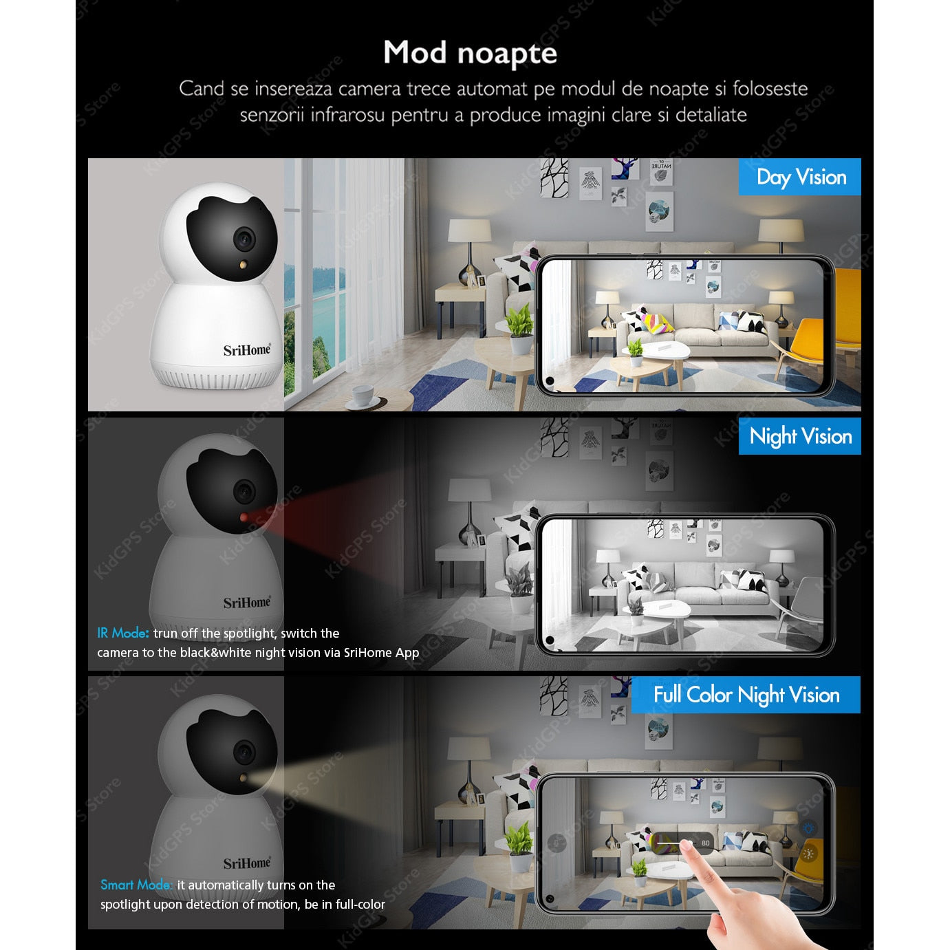 Camera de supraveghere WIFI SriHome® SH036 Plus+