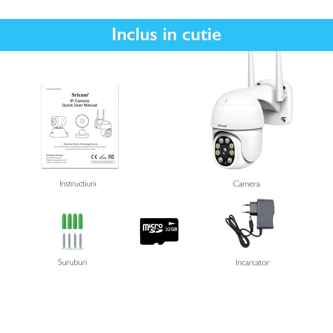 Camera De Supraveghere Video WIFI CCTV Sricam™ SP028 PRO