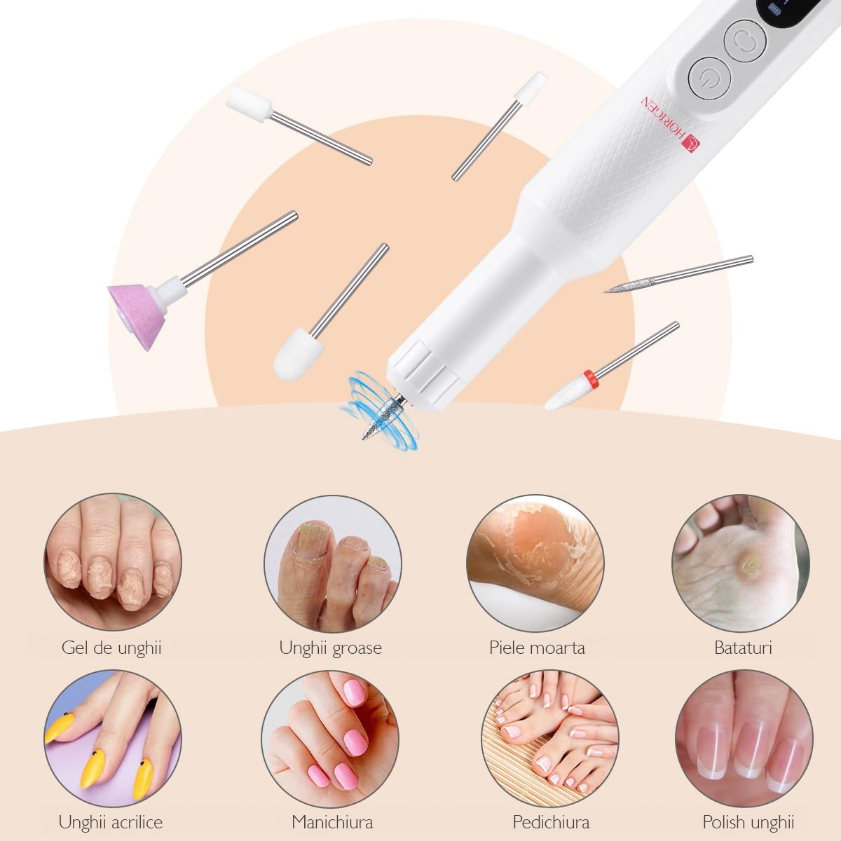 Freza De Unghii Portabila Manichiura - Pedichiura, Horigen® NailCraft Pro
