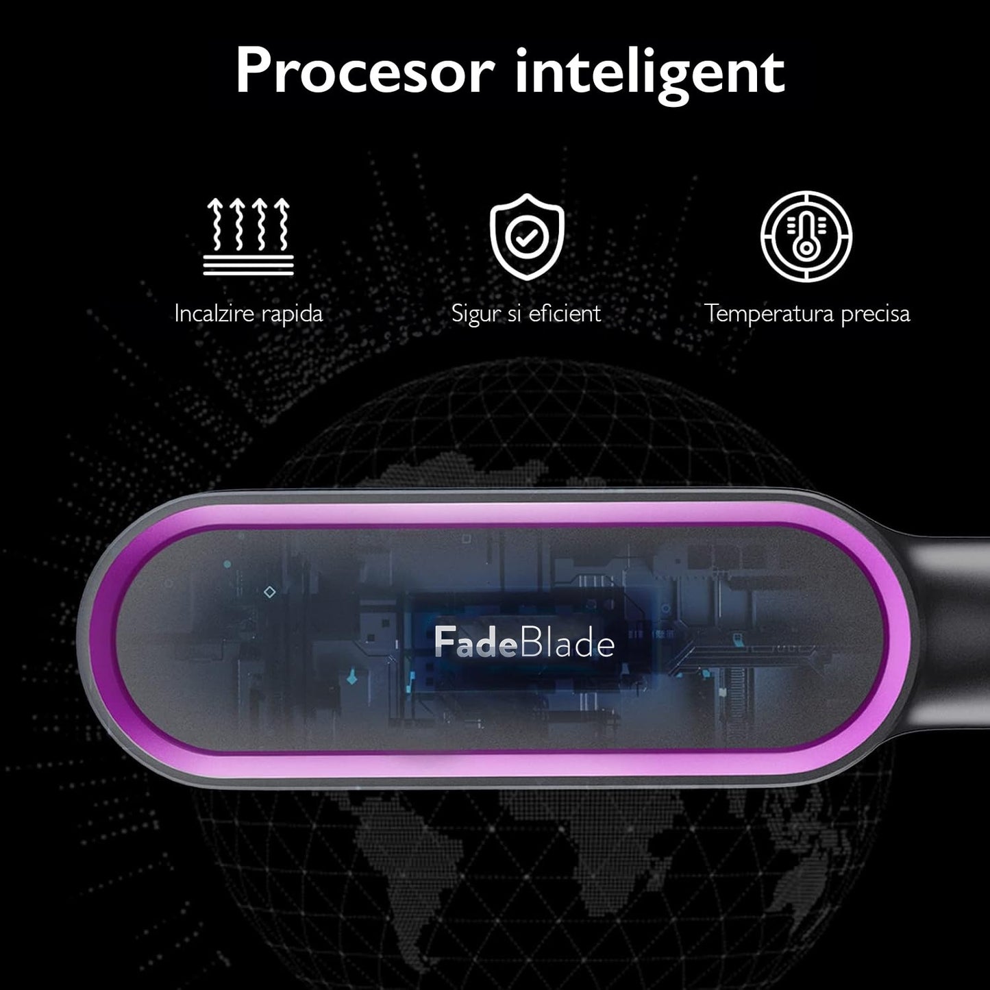 Perie Pentru Indreptat Parul 2 in 1 FadeBlade® Glide & Glow, Negru
