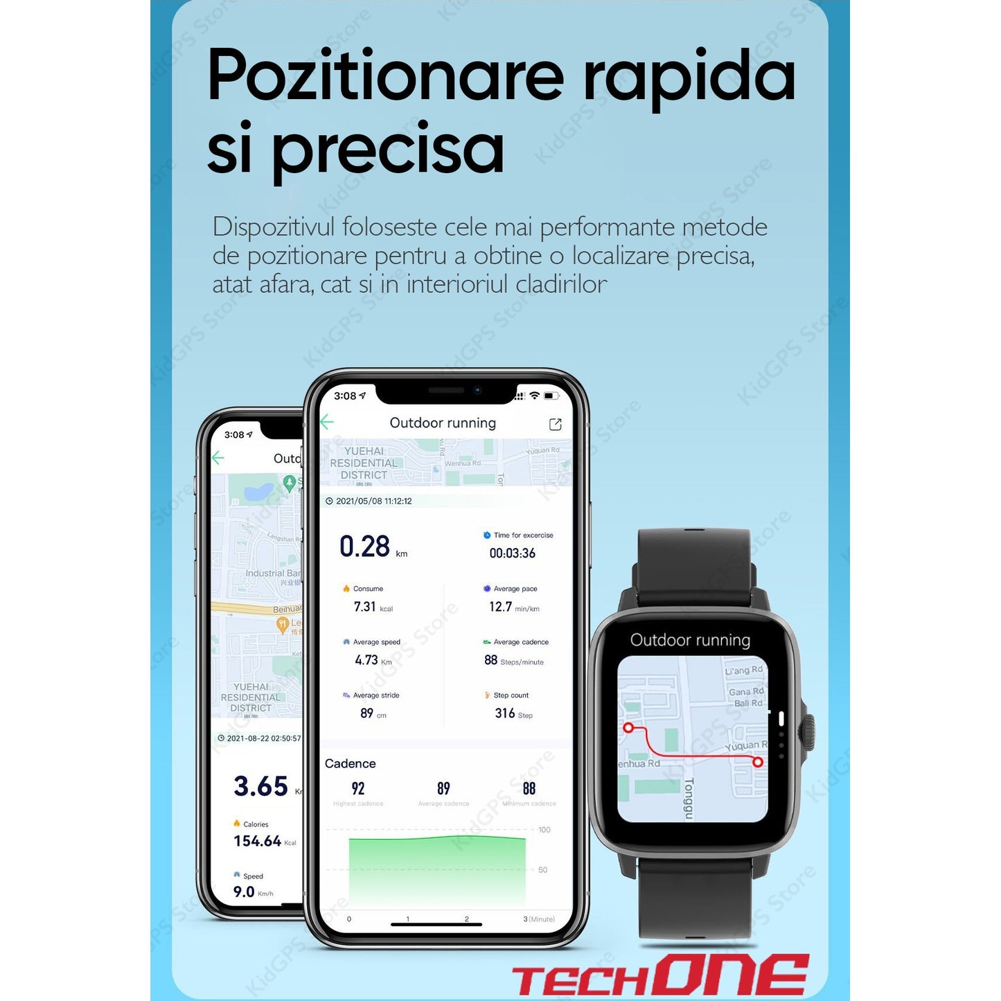 Ceas smartwatch femei TechONE® DT102, Gold
