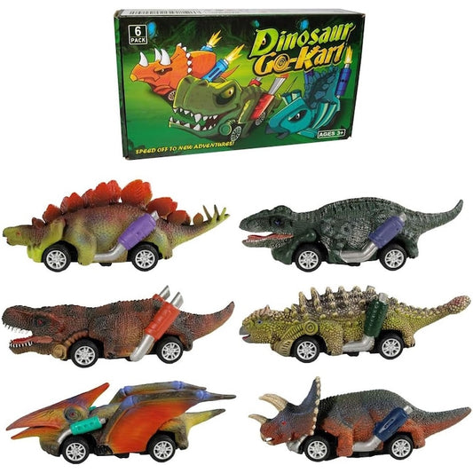 Set 6 Masinute Dinozauri De Jucarie Pentru Copii, KidProtect® Jurassic Speeders, 3 ani+