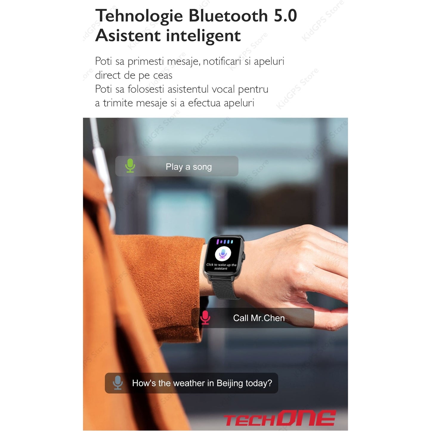 Ceas smartwatch femei TechONE® DT102, Gold