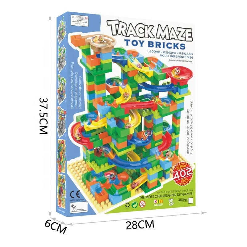 Set de Constructie cu Bile de Sticla Kidprotect® Marble Bally Blocks, 402 Piese
