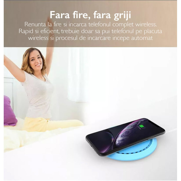 Incarcator wireless de birou rotund Loowoko™ A8