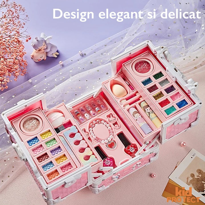 Trusa Machiaj Copii Kidprotect® Make Up Doll, Roz