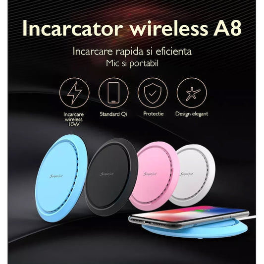 Incarcator wireless de birou rotund Loowoko™ A8