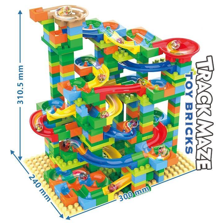 Set de Constructie cu Bile de Sticla Kidprotect® Marble Bally Blocks, 402 Piese