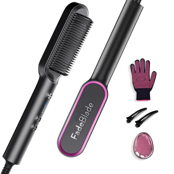 Perie Pentru Indreptat Parul 2 in 1 FadeBlade® Glide & Glow, Negru