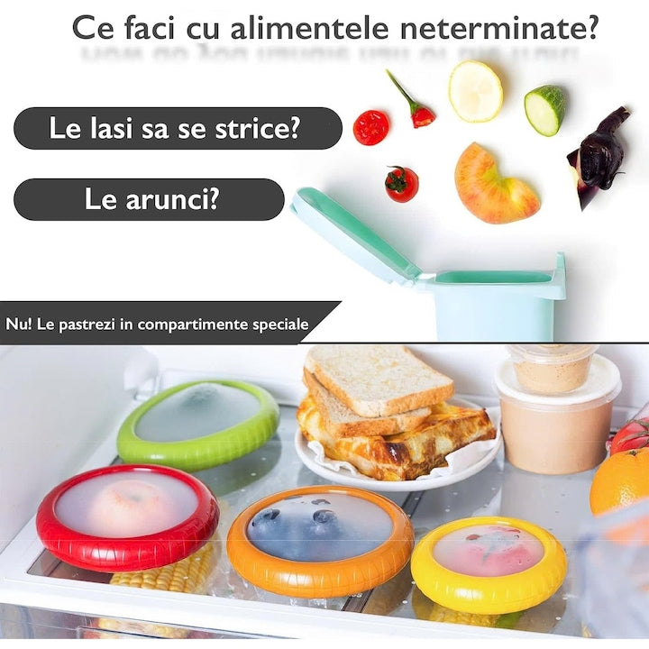 Set 4 Recipente Alimente cu Capac Din Silicon KD Home® Silly Cup Pentru Depozitare