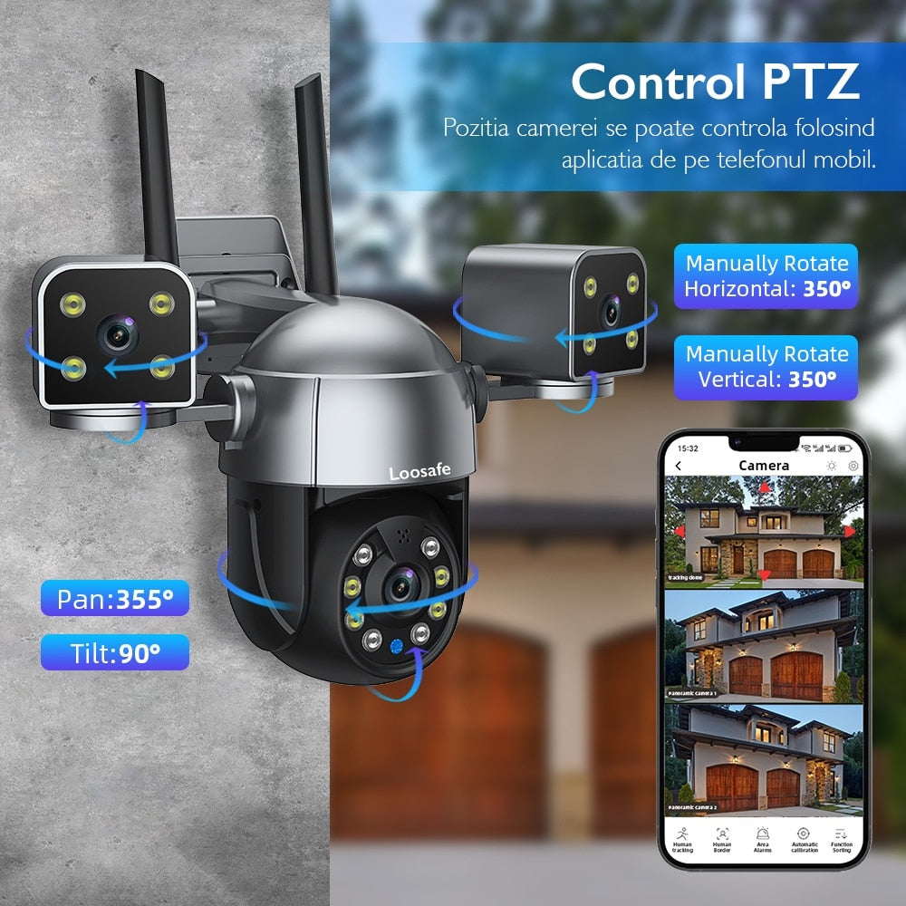 Camera De Supraveghere Video CCTV Tripla WIFI Loosafe® TriShield Cam