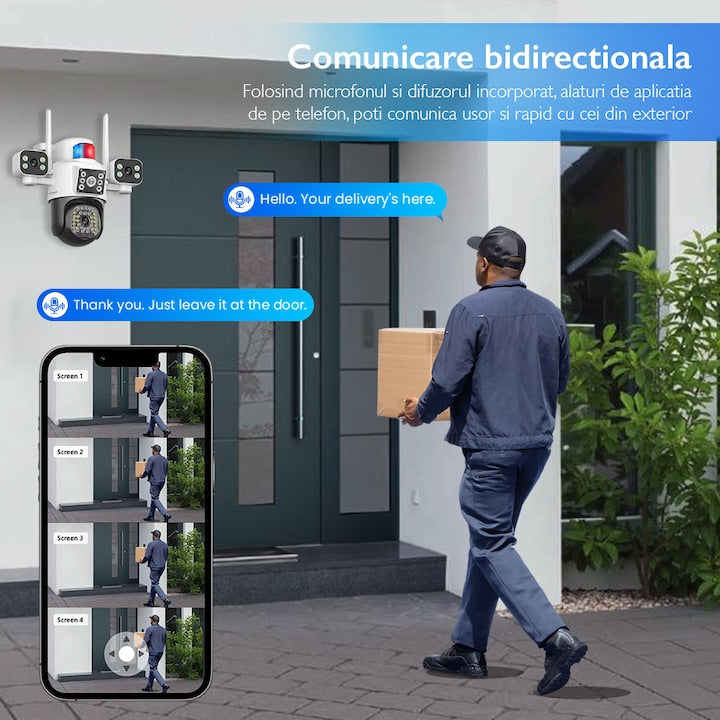Camera de Supraveghere Cvadrupla Wireless CCTV Loosafe® QuadView Sentinel, Negru