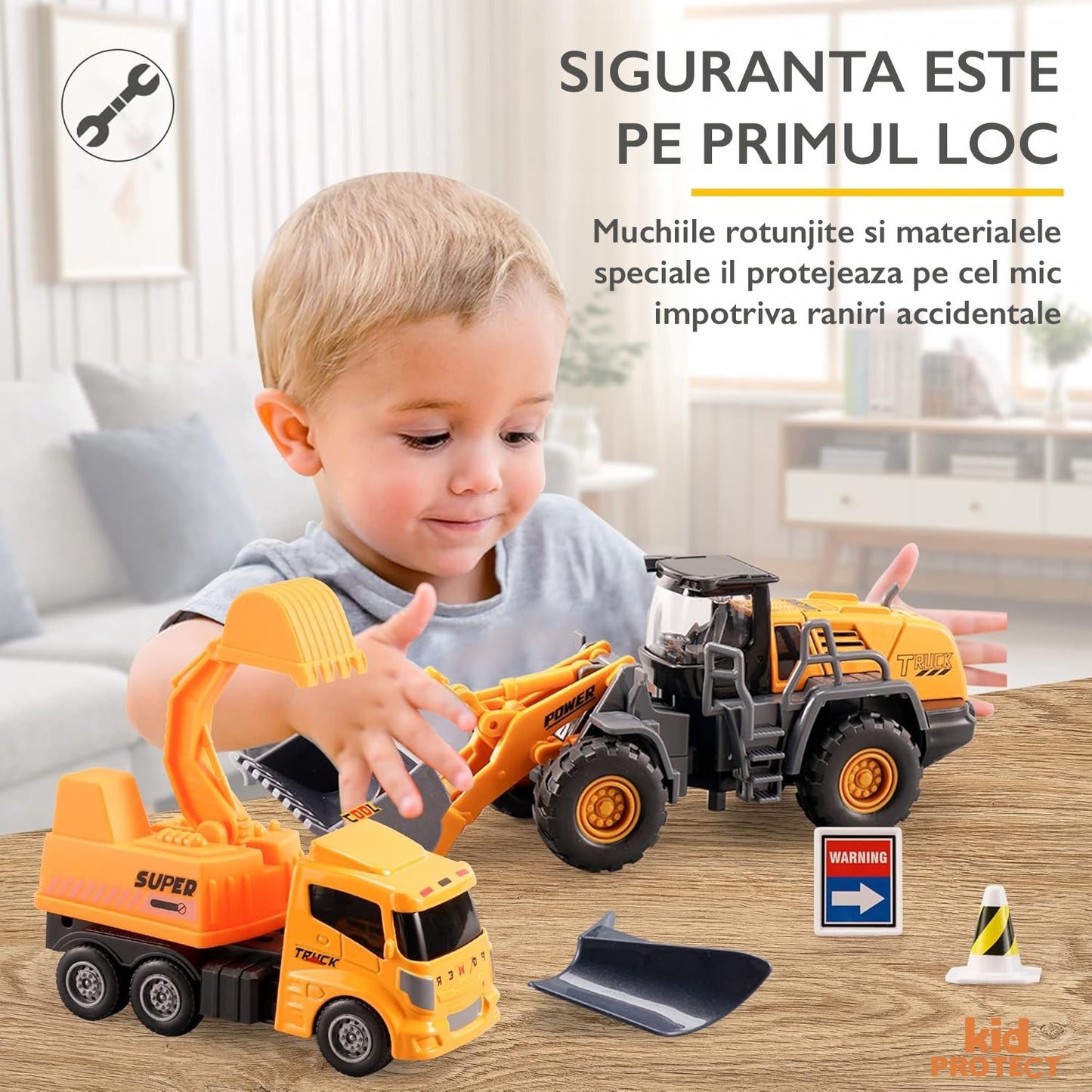 Set De Constructie Copii KidProtect® Busy Builders, Galben