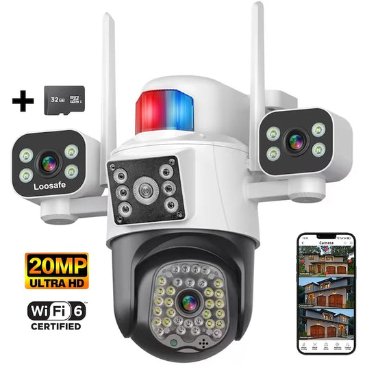 Camera de Supraveghere Cvadrupla Wireless CCTV Loosafe® QuadView Sentinel, Negru