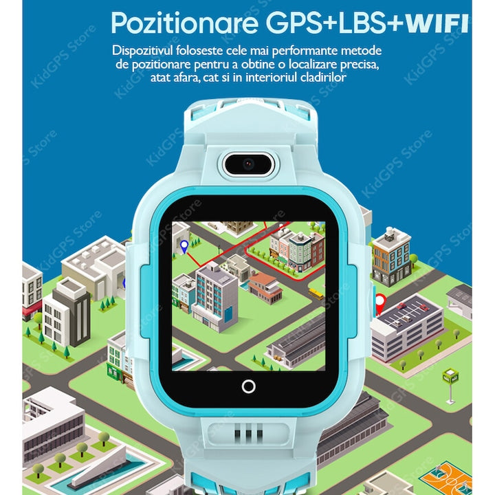 Ceas smartwatch GPS copii Techone™ KT16 4G, Albastru