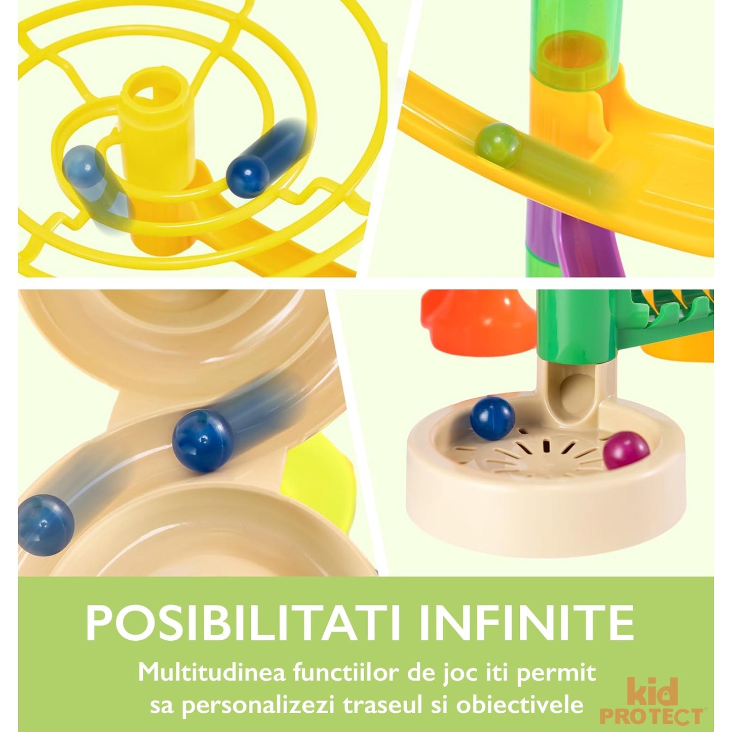 Set de Constructie cu Bile de Sticla Kidprotect® Marble SphereCraft, 236 de Piese