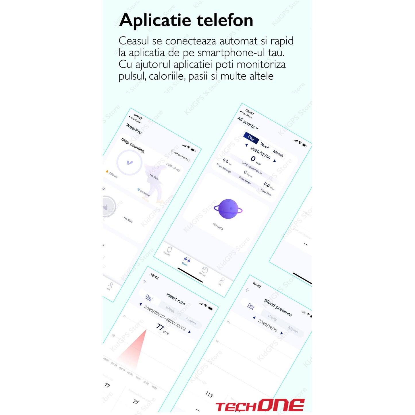 Ceas smartwatch femei TechONE® DT102, Gold