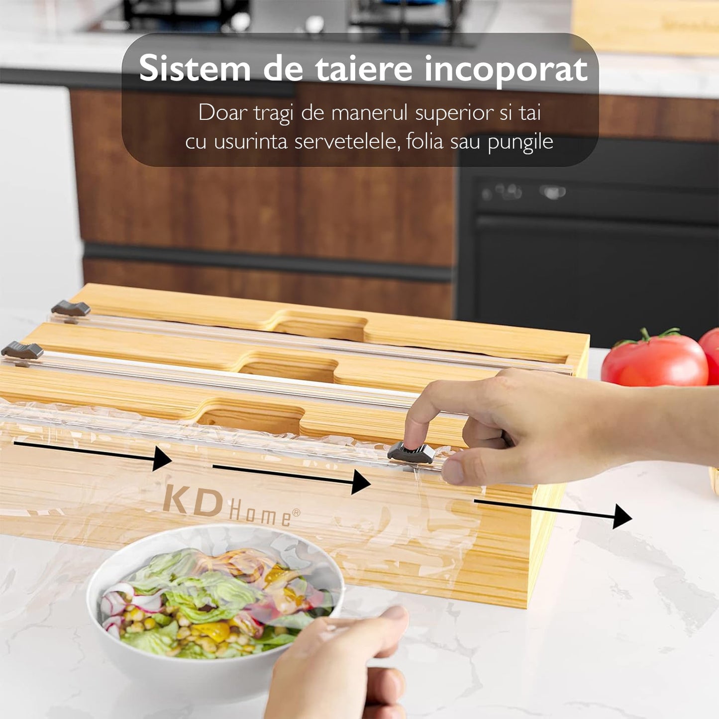 Suport Rola Hartie de Bucatarie KD Home® Stretch Master, Maro