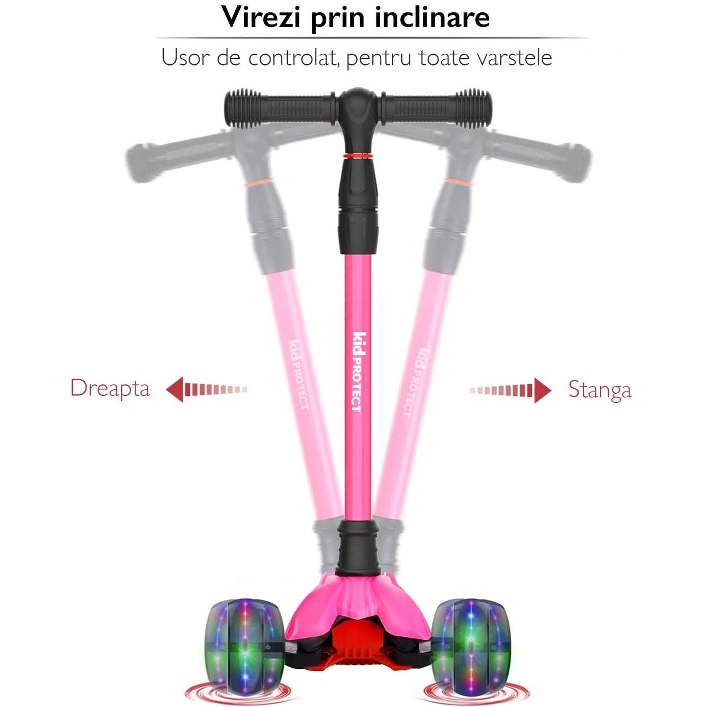 Trotineta Copii KidProtect® KidGlider, Roz