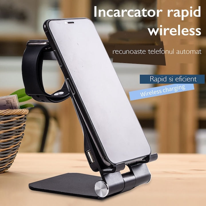 Stand dublu de incarcare wireless de birou Loowoko™ S19 Pro