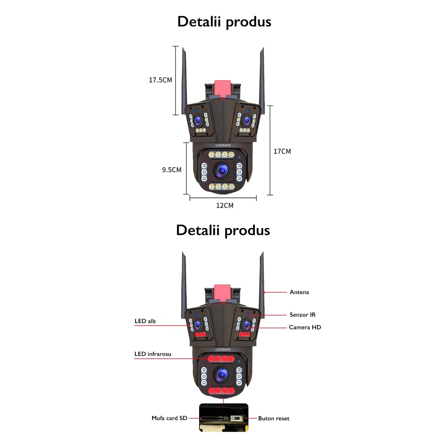 Camera de Supraveghere Tripla WIFI Loosafe® P30 Pro