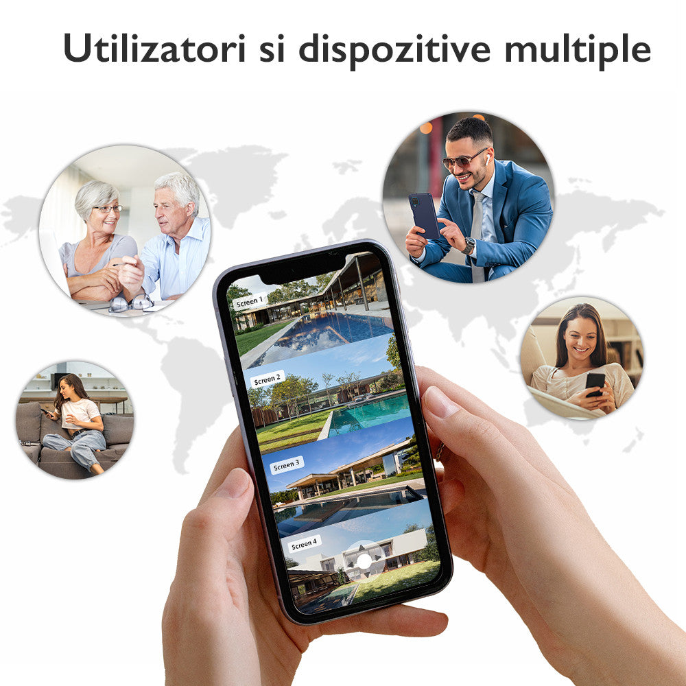 Camera de Supraveghere Cvadrupla Wireless CCTV Loosafe® QuadView Sentinel, Negru