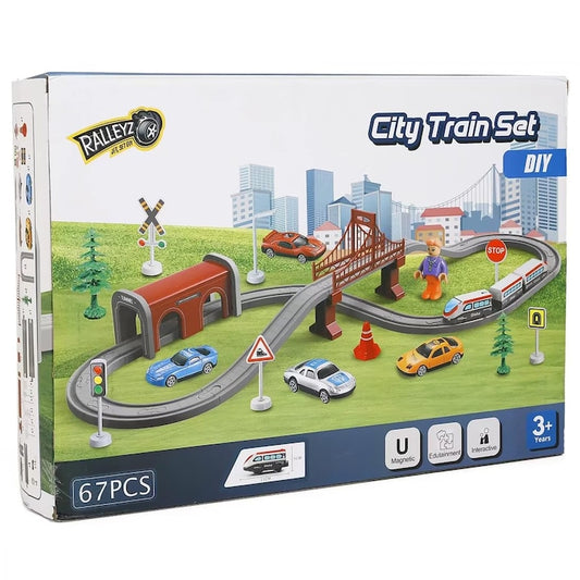 Circuit Trenulet de Jucarie Electric Copii KidProtect® Lightning Express, 67 Piese