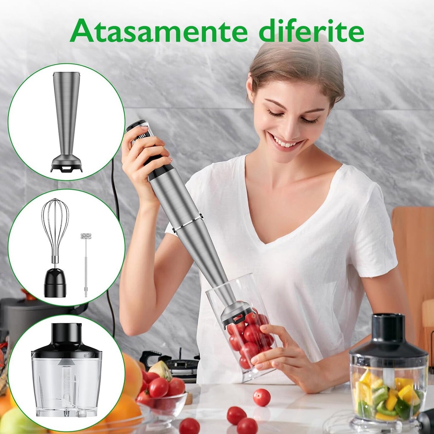 Set Mixer Vertical tip Blender 5 in 1 KD Home® Immersion Blend
