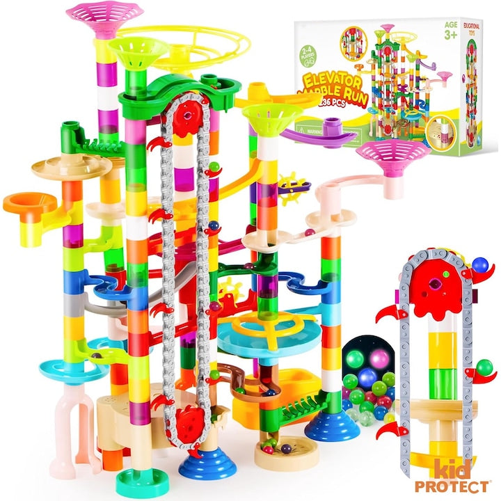 Set de Constructie cu Bile de Sticla Kidprotect® Marble SphereCraft, 236 de Piese
