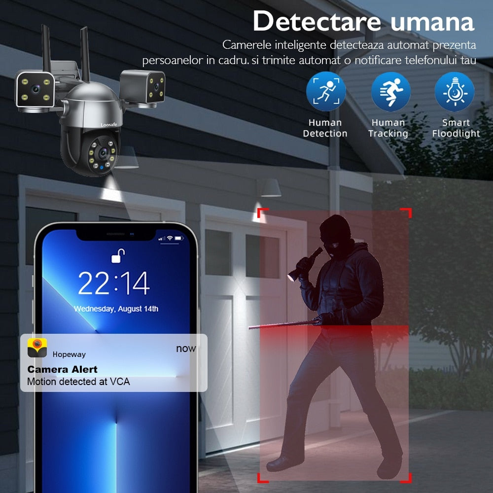 Camera De Supraveghere Video CCTV Tripla WIFI Loosafe® TriShield Cam