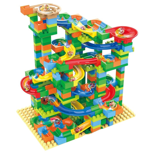 Set de Constructie cu Bile de Sticla Kidprotect® Marble Bally Blocks, 402 Piese