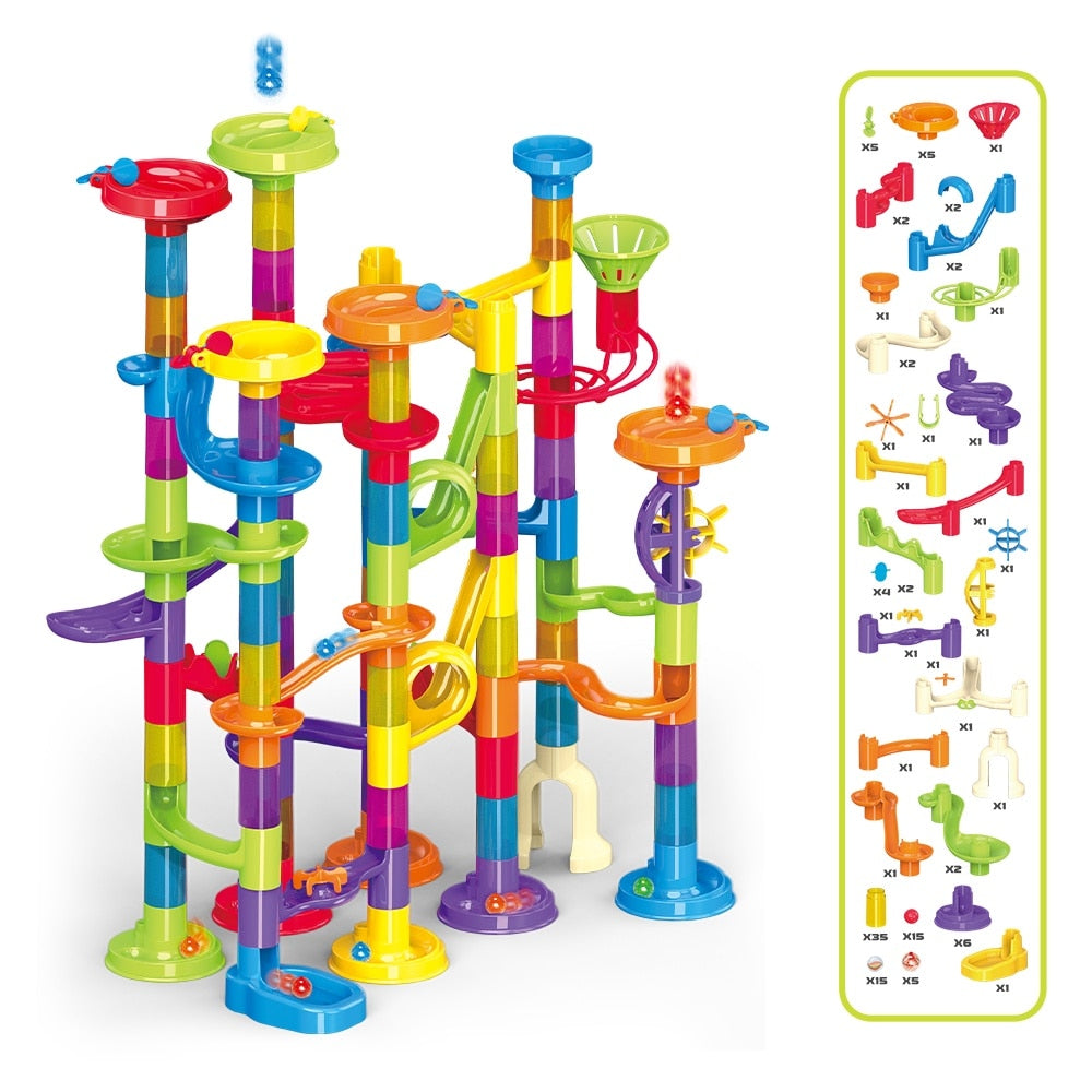 Set de Constructie cu Bile de Sticla Kidprotect® Marble SphereStack, 123 de Piese