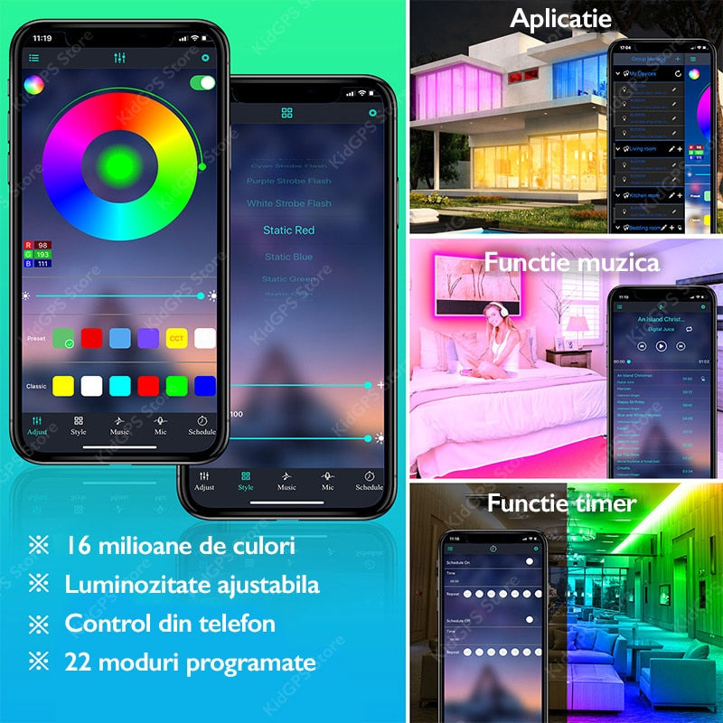 Kit Banda LED Huerler™ Smart RGB 27 metri (2 X 13.5m)